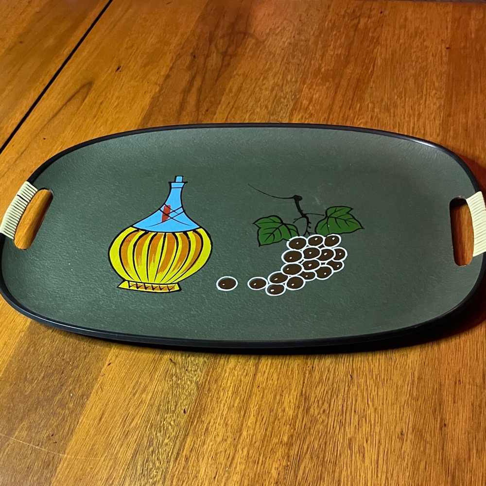 Vintage Green Serving Tray with Handles